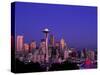 City Skyline and Space Needle, Mount Rainier in Background, Seattle, Washington, USA-Steve Vidler-Stretched Canvas