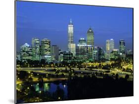 City Skyline and Swan River from Kings Park in the Evening, Perth, Western Australia, Australia-Gavin Hellier-Mounted Photographic Print