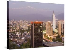 City Skyline and the Andes Mountains at Dusk, Santiago, Chile, South America-Gavin Hellier-Stretched Canvas