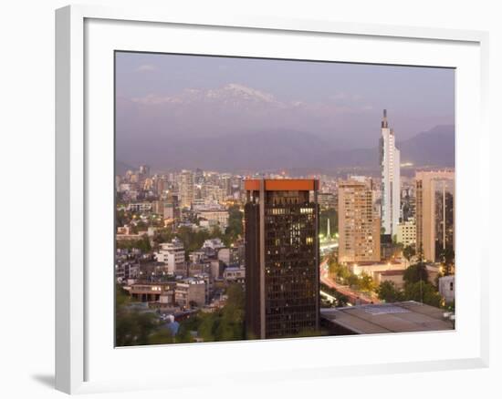 City Skyline and the Andes Mountains at Dusk, Santiago, Chile, South America-Gavin Hellier-Framed Photographic Print