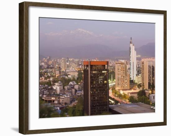 City Skyline and the Andes Mountains at Dusk, Santiago, Chile, South America-Gavin Hellier-Framed Photographic Print