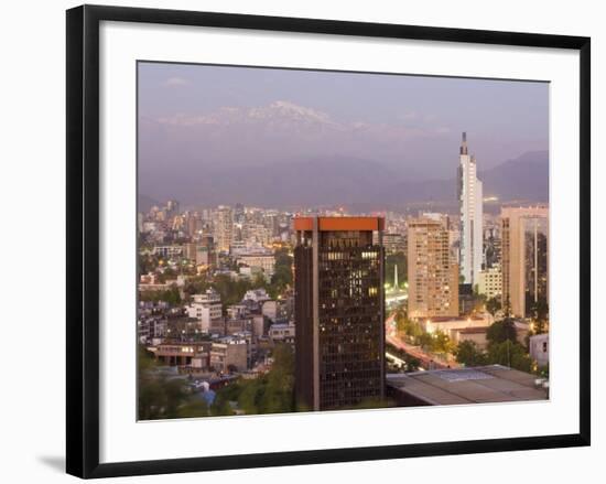 City Skyline and the Andes Mountains at Dusk, Santiago, Chile, South America-Gavin Hellier-Framed Photographic Print