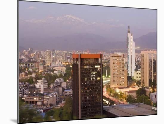 City Skyline and the Andes Mountains at Dusk, Santiago, Chile, South America-Gavin Hellier-Mounted Photographic Print