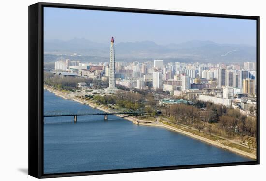 City Skyline and the Juche Tower, Pyongyang, Democratic People's Republic of Korea (DPRK), N. Korea-Gavin Hellier-Framed Stretched Canvas