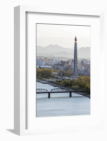 City Skyline and the Juche Tower, Pyongyang, Democratic People's Republic of Korea (DPRK), N. Korea-Gavin Hellier-Framed Photographic Print