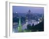 City Skyline and the Moskva River at Dusk, Moscow, Russia-Charles Bowman-Framed Photographic Print