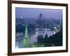 City Skyline and the Moskva River at Dusk, Moscow, Russia-Charles Bowman-Framed Photographic Print