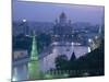 City Skyline and the Moskva River at Dusk, Moscow, Russia-Charles Bowman-Mounted Photographic Print