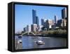 City Skyline and the Yarra River, Melbourne, Victoria, Australia-Ken Gillham-Framed Stretched Canvas