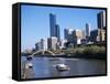 City Skyline and the Yarra River, Melbourne, Victoria, Australia-Ken Gillham-Framed Stretched Canvas