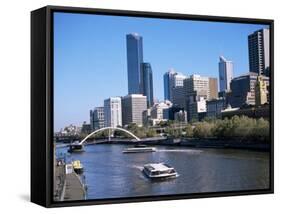 City Skyline and the Yarra River, Melbourne, Victoria, Australia-Ken Gillham-Framed Stretched Canvas