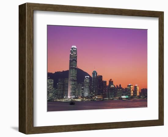 City Skyline and Victoria Harbour at Night, Hong Kong, China-Steve Vidler-Framed Photographic Print