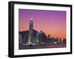 City Skyline and Victoria Harbour at Night, Hong Kong, China-Steve Vidler-Framed Photographic Print