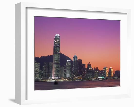 City Skyline and Victoria Harbour at Night, Hong Kong, China-Steve Vidler-Framed Photographic Print