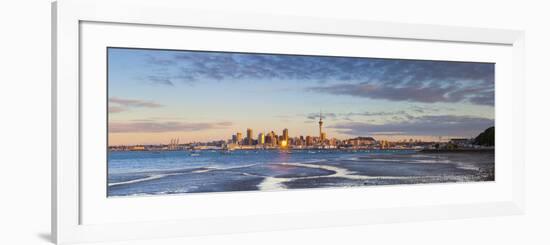 City Skyline and Waitemata Harbour Illuminated at Sunset, Auckland, North Island, New Zealand-Doug Pearson-Framed Photographic Print