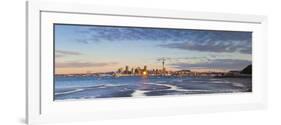 City Skyline and Waitemata Harbour Illuminated at Sunset, Auckland, North Island, New Zealand-Doug Pearson-Framed Photographic Print