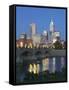 City Skyline and White River, Indianapolis, Indiana, USA-Walter Bibikow-Framed Stretched Canvas