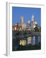 City Skyline and White River, Indianapolis, Indiana, USA-Walter Bibikow-Framed Photographic Print
