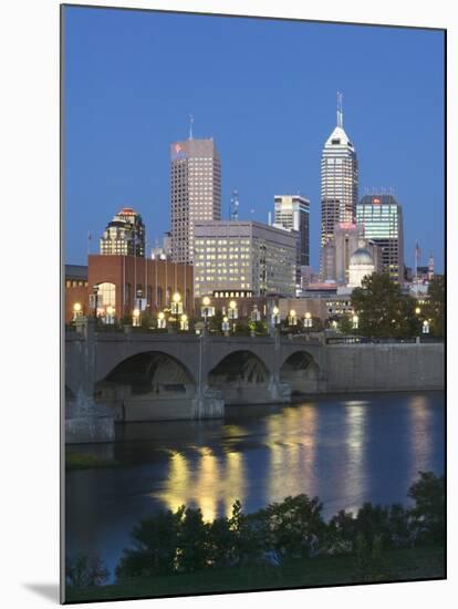 City Skyline and White River, Indianapolis, Indiana, USA-Walter Bibikow-Mounted Photographic Print