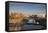 City Skyline at Dawn, Sioux Falls, South Dakota, USA-Walter Bibikow-Framed Stretched Canvas