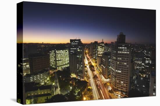City Skyline at Dusk, Belo Horizonte, Minas Gerais, Brazil, South America-Ian Trower-Stretched Canvas