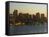 City Skyline at Dusk, Boston, Massachusetts, USA-Amanda Hall-Framed Stretched Canvas