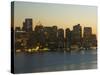 City Skyline at Dusk, Boston, Massachusetts, USA-Amanda Hall-Stretched Canvas