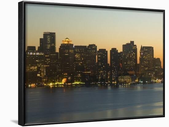 City Skyline at Dusk, Boston, Massachusetts, USA-Amanda Hall-Framed Photographic Print