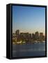 City Skyline at Dusk, Boston, Massachusetts, USA-Amanda Hall-Framed Stretched Canvas