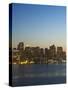 City Skyline at Dusk, Boston, Massachusetts, USA-Amanda Hall-Stretched Canvas