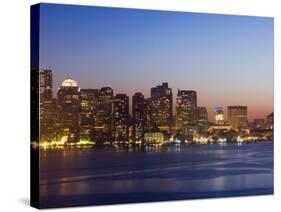 City Skyline at Dusk, Boston, Massachusetts, USA-Amanda Hall-Stretched Canvas