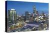 City skyline at dusk from hotel rooftop bar, Bangkok, Thailand, Southeast Asia, Asia-Frank Fell-Stretched Canvas