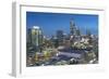 City skyline at dusk from hotel rooftop bar, Bangkok, Thailand, Southeast Asia, Asia-Frank Fell-Framed Photographic Print