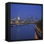 City Skyline at Dusk, London, England, UK-Roy Rainford-Framed Stretched Canvas