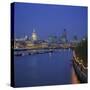 City Skyline at Dusk, London, England, UK-Roy Rainford-Stretched Canvas