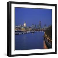City Skyline at Dusk, London, England, UK-Roy Rainford-Framed Photographic Print