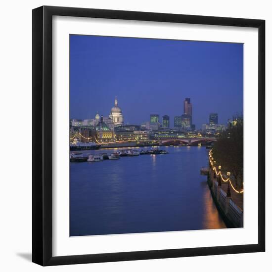City Skyline at Dusk, London, England, UK-Roy Rainford-Framed Photographic Print