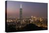 City Skyline at Dusk, Taipei, Taiwan-Paul Souders-Stretched Canvas