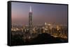 City Skyline at Dusk, Taipei, Taiwan-Paul Souders-Framed Stretched Canvas