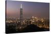 City Skyline at Dusk, Taipei, Taiwan-Paul Souders-Stretched Canvas