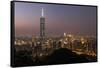 City Skyline at Dusk, Taipei, Taiwan-Paul Souders-Framed Stretched Canvas