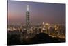 City Skyline at Dusk, Taipei, Taiwan-Paul Souders-Stretched Canvas