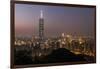 City Skyline at Dusk, Taipei, Taiwan-Paul Souders-Framed Photographic Print