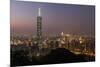 City Skyline at Dusk, Taipei, Taiwan-Paul Souders-Mounted Photographic Print