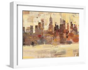 City Skyline at Dusk-Albena Hristova-Framed Art Print