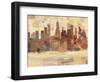 City Skyline at Dusk-Albena Hristova-Framed Art Print