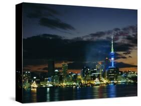 City Skyline at Night, Auckland, North Island, New Zealand, Pacific-Neale Clarke-Stretched Canvas