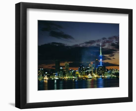 City Skyline at Night, Auckland, North Island, New Zealand, Pacific-Neale Clarke-Framed Photographic Print