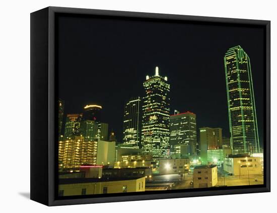 City Skyline at Night, Dallas, Texas, United States of America, North America-Rennie Christopher-Framed Stretched Canvas