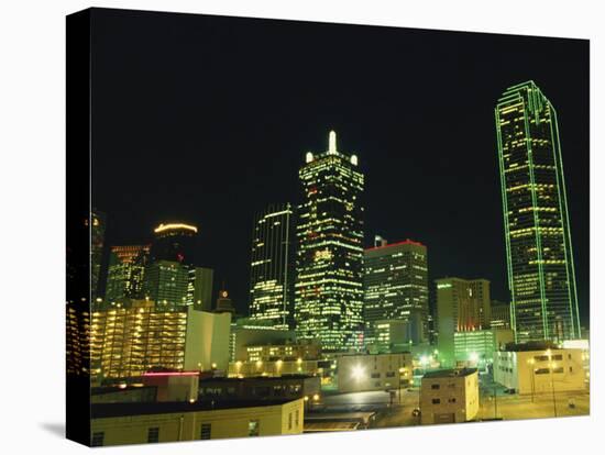 City Skyline at Night, Dallas, Texas, United States of America, North America-Rennie Christopher-Stretched Canvas